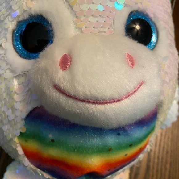 Fiesta white Sequin unicorn Rainbow Star Plush Toy NWT - Picture 15 of 16